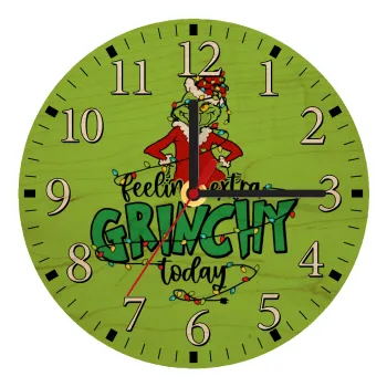 Grinch Feeling Extra Grinchy Today, Ρολόι τοίχου ξύλινο plywood (20cm)
