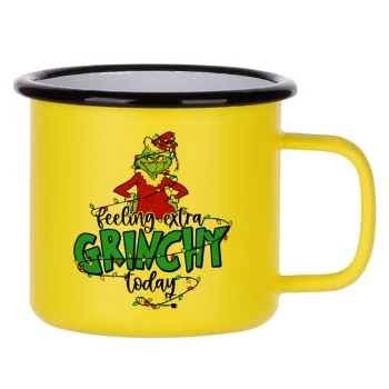 Grinch Feeling Extra Grinchy Today, Metallic enamel MATT Yellow cup 360ml