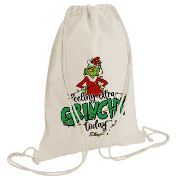 Grinch Feeling Extra Grinchy Today, Τσάντα πλάτης πουγκί GYMBAG natural (28x40cm)