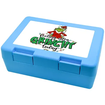 Grinch Feeling Extra Grinchy Today, Children's cookie container LIGHT BLUE 185x128x65mm (BPA free plastic)