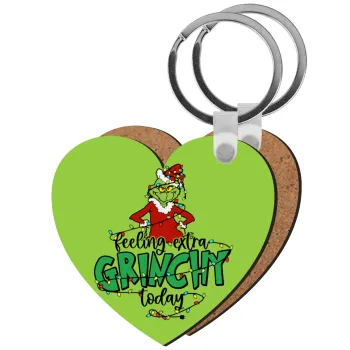 Grinch Feeling Extra Grinchy Today, Μπρελόκ Ξύλινο καρδιά MDF