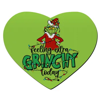 Grinch Feeling Extra Grinchy Today, Mousepad καρδιά 23x20cm