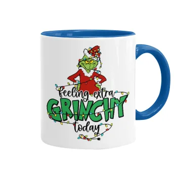 Grinch Feeling Extra Grinchy Today, Κούπα χρωματιστή μπλε, κεραμική, 330ml