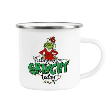 Grinch Feeling Extra Grinchy Today, Κούπα Μεταλλική εμαγιέ λευκη 360ml