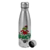 Metallic water bottle, stainless steel, 750ml