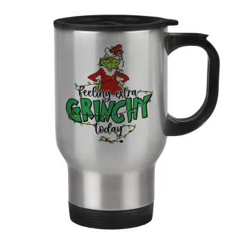 Grinch Feeling Extra Grinchy Today, Stainless steel travel mug with lid, double wall 450ml