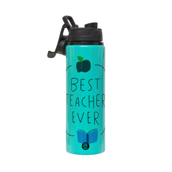 Best teacher ever, Metallic water bottle with safety lid, 850ml aluminum
