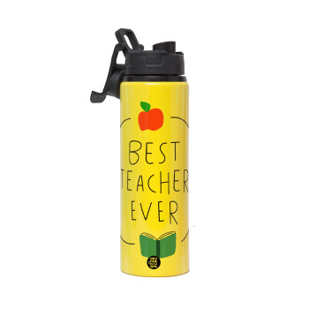 Best teacher ever, Metallic water bottle with safety lid, 850ml aluminum