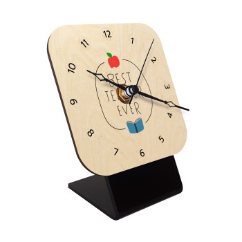 Best teacher ever, Quartz Table clock in natural wood (10cm)