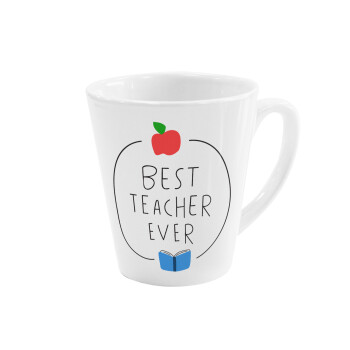 Best teacher ever, Κούπα κωνική Latte Λευκή, κεραμική, 300ml