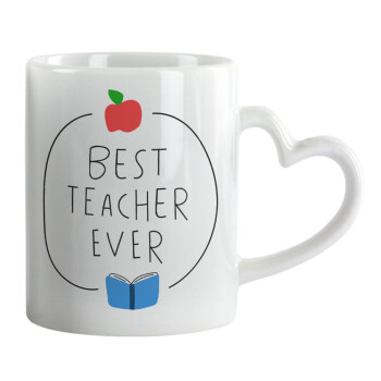 Best teacher ever, Mug heart handle, ceramic, 330ml