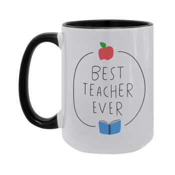 Best teacher ever, Κούπα Mega 15oz, κεραμική Μαύρη, 450ml