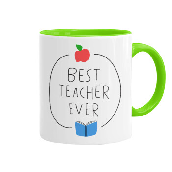 Best teacher ever, Mug colored light green, ceramic, 330ml