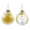 Στολίδι Χριστουγεννιάτικη μπάλα δένδρου διάφανη με χρυσό γέμισμα 8cm