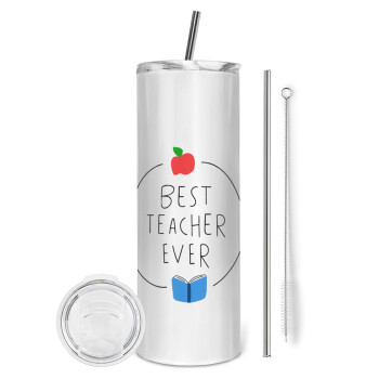Best teacher ever, Tumbler stainless steel 600ml, with metal straw & cleaning brush