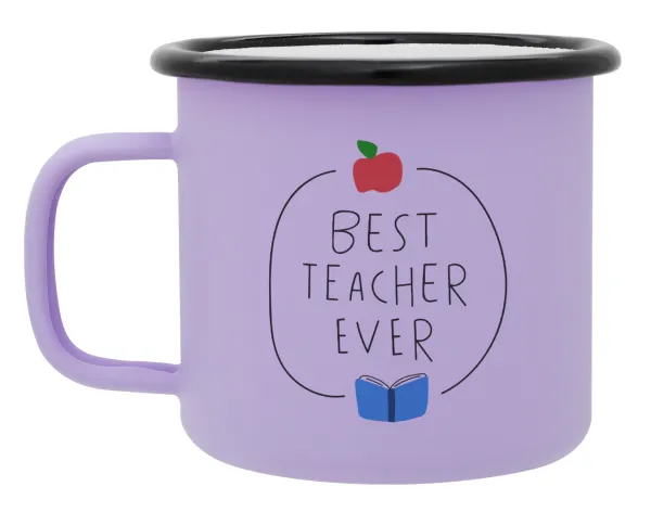 Best teacher ever — Κούπα Μεταλλική εμαγιέ ΜΑΤ Light Pastel Purple 360ml