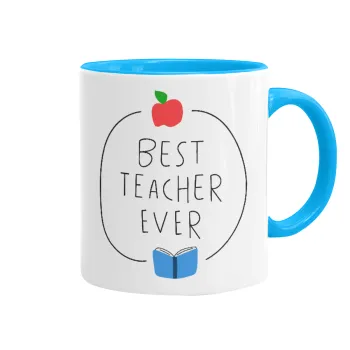 Best teacher ever, Mug colored light blue, ceramic, 330ml