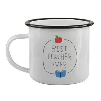 Best teacher ever, Κούπα εμαγιέ με μαύρο χείλος 360ml