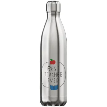 Best teacher ever, Μεταλλικό παγούρι θερμός Inox (Stainless steel), διπλού τοιχώματος, 750ml