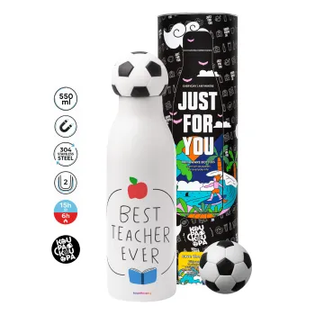 Best teacher ever, Soccer Metal mug thermos, double wall, 550ml