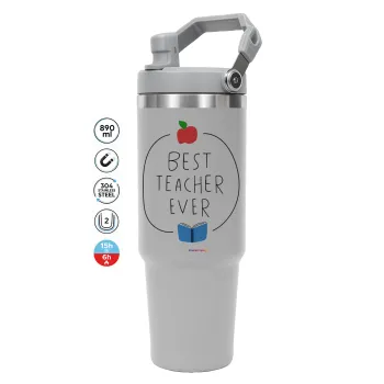 Best teacher ever, GREY color, 890ml (30oz) stainless Steel Tumbler with Handle
