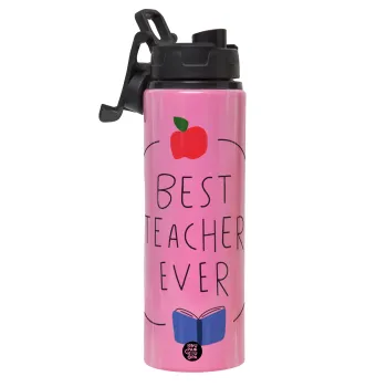 Best teacher ever, Μεταλλικό παγούρι νερού με καπάκι ασφαλείας, αλουμινίου 850ml