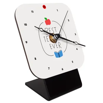 Best teacher ever, Quartz Wooden table clock with hands (10cm)