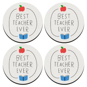 Best teacher ever, ΣΕΤ 4 Σουβέρ ξύλινα στρογγυλά (9cm)