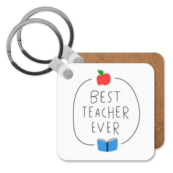 Best teacher ever, Μπρελόκ Ξύλινο τετράγωνο MDF