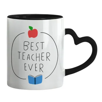 Best teacher ever, Mug heart black handle, ceramic, 330ml