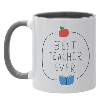 Best teacher ever, Κούπα χρωματιστή γκρι, κεραμική, 330ml