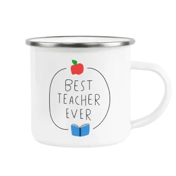 Best teacher ever, Metallic enamel cup white 360ml