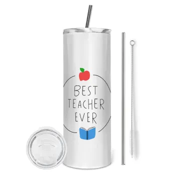 Best teacher ever, Tumbler stainless steel 600ml, with metal straw & cleaning brush
