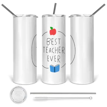 Best teacher ever, Tumbler stainless steel 600ml, with metal straw & cleaning brush