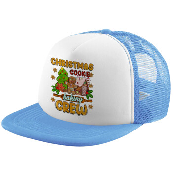 Christmas Cookie Baking Crew, Καπέλο παιδικό Soft Trucker με Δίχτυ ΓΑΛΑΖΙΟ/ΛΕΥΚΟ (POLYESTER, ΠΑΙΔΙΚΟ, ONE SIZE)
