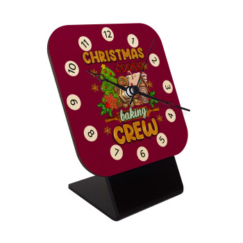 Christmas Cookie Baking Crew, Επιτραπέζιο ρολόι σε φυσικό ξύλο (10cm)