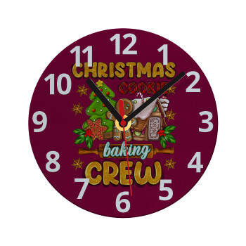 Christmas Cookie Baking Crew, Ρολόι τοίχου γυάλινο (20cm)