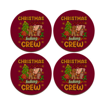 Christmas Cookie Baking Crew, ΣΕΤ x4 Σουβέρ ξύλινα στρογγυλά plywood (9cm)