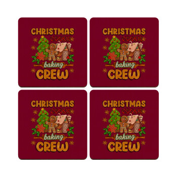 Christmas Cookie Baking Crew, ΣΕΤ x4 Σουβέρ ξύλινα τετράγωνα plywood (9cm)