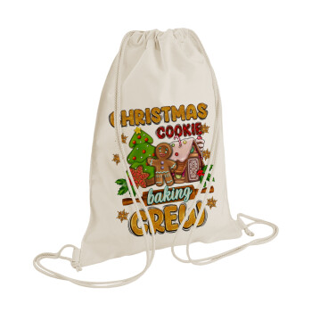 Christmas Cookie Baking Crew, Τσάντα πλάτης πουγκί GYMBAG natural (28x40cm)
