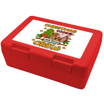Christmas Cookie Baking Crew, Παιδικό δοχείο κολατσιού ΚΟΚΚΙΝΟ 185x128x65mm (BPA free πλαστικό)