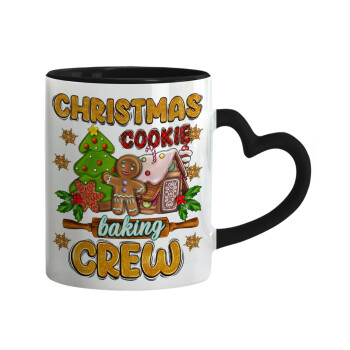 Christmas Cookie Baking Crew, Mug heart black handle, ceramic, 330ml