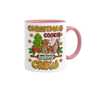 Christmas Cookie Baking Crew, Κούπα χρωματιστή ροζ, κεραμική, 330ml