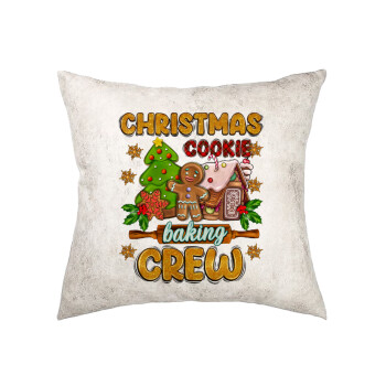 Christmas Cookie Baking Crew, Μαξιλάρι καναπέ Δερματίνη Γκρι 40x40cm με γέμισμα