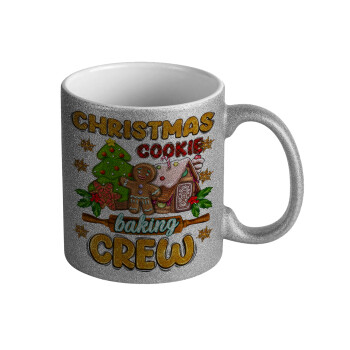 Christmas Cookie Baking Crew, Κούπα Ασημένια Glitter που γυαλίζει, κεραμική, 330ml