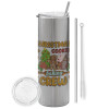 Tumbler stainless steel Silver 600ml, with metal straw & cleaning brush