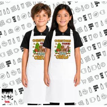 Christmas Cookie Baking Crew, Λευκή ΠΑΙΔΙΚΗ Ποδιά μακριά Σεφ ολόσωμη με τσέπες