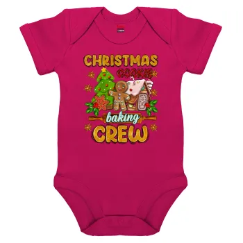 Christmas Cookie Baking Crew, Βρεφικό φορμάκι μωρού, 0-18 μηνών, ΡΟΖ, 100% Organic Cotton, κοντομάνικο