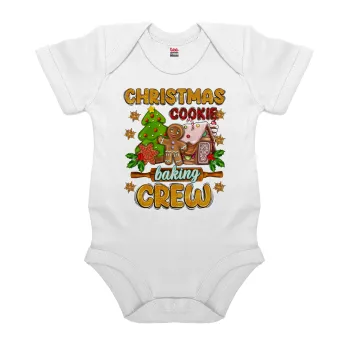 Christmas Cookie Baking Crew, Βρεφικό φορμάκι μωρού, 0-24 μηνών, ΛΕΥΚΟ, 100% Organic Cotton, κοντομάνικο