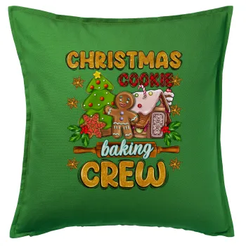 Christmas Cookie Baking Crew, Μαξιλάρι καναπέ Πράσινο 100% βαμβάκι, περιέχεται το γέμισμα (50x50cm)